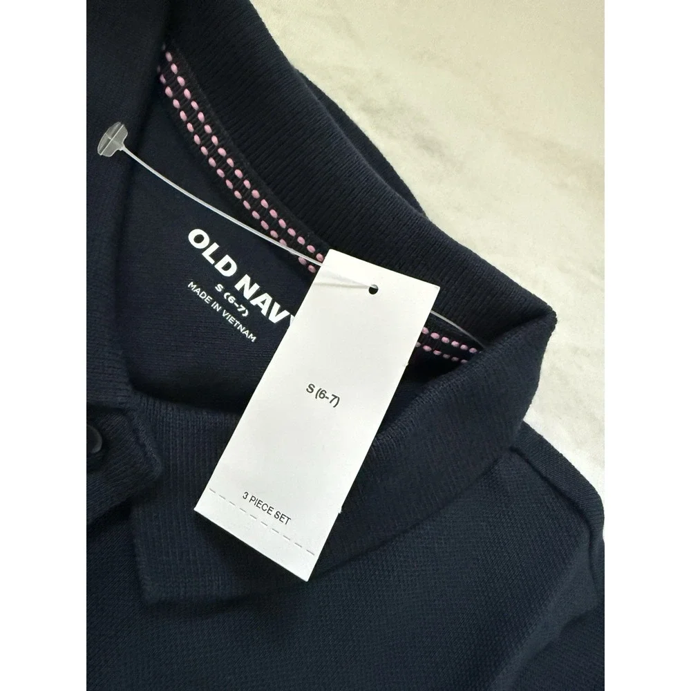 Old Navy School Uniform Shirts Blue Girls Size S 6-7 Navy 3pack NWT